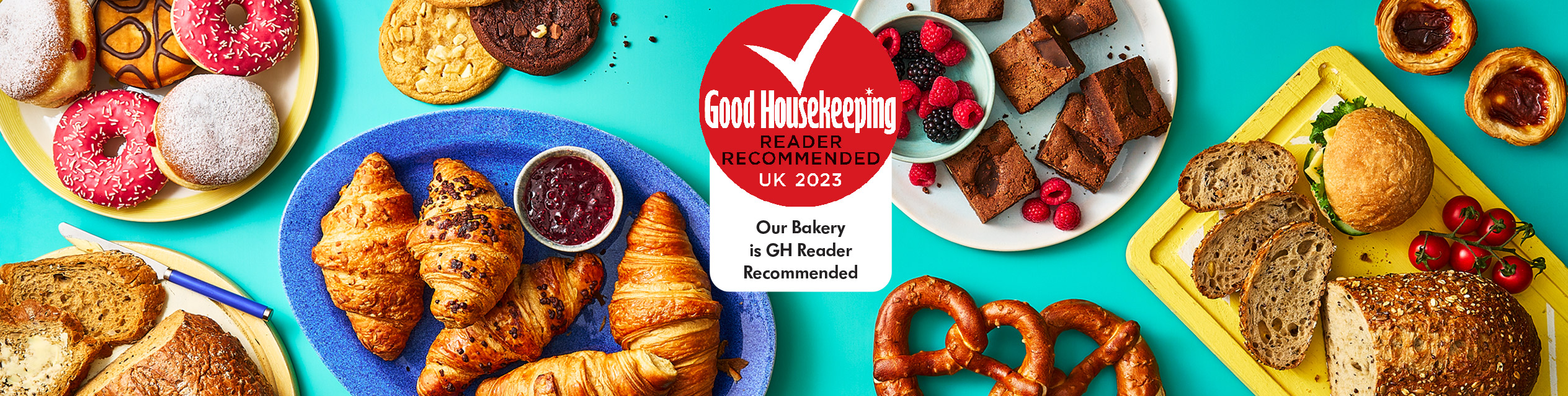 Croissants, donuts, cookies, and brownies, Good Housekeeping recommended.