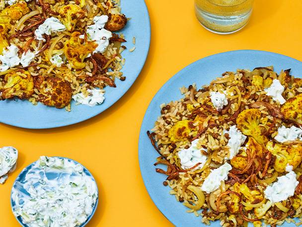 Rice, cauliflower, and yogurt dish.