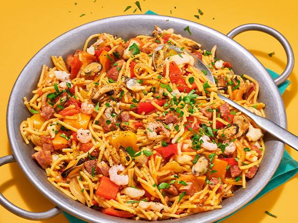 Seafood and pepper spaghetti