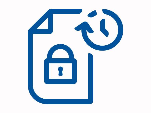 Document with padlock and clock: security and time.