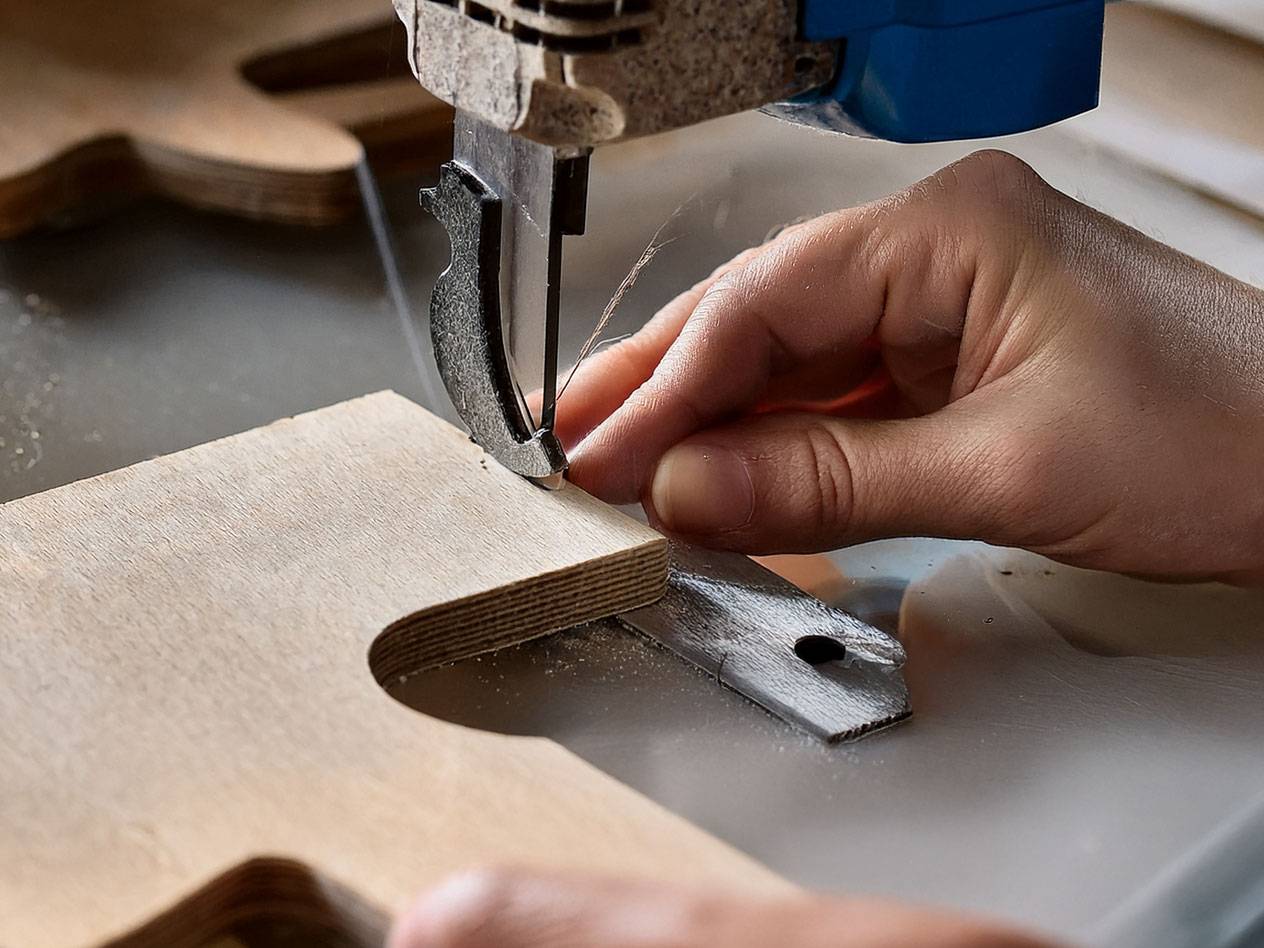 Wood pieces and electric saw.