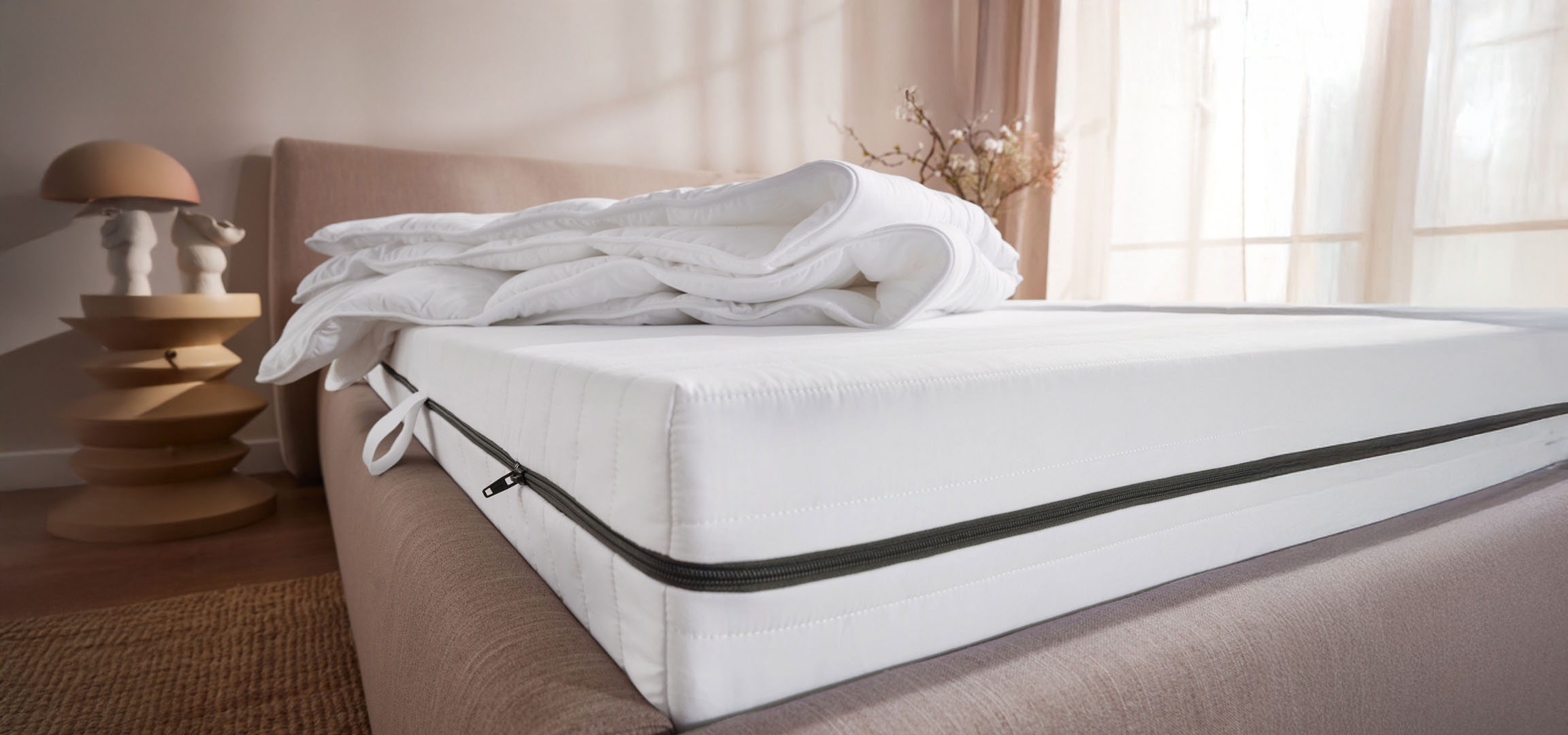 Mattress and duvet in minimalist style.