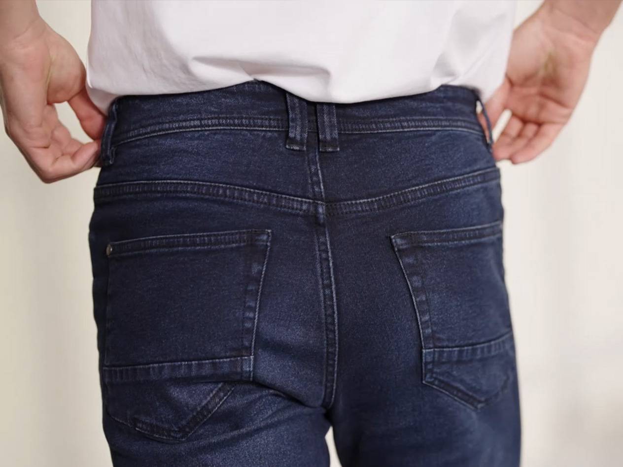 Dark blue jeans.